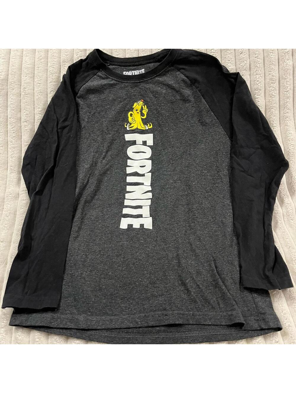 Fortnite Kids Long Sleeve Tshirt - Black and Gray Boys Size 14/16